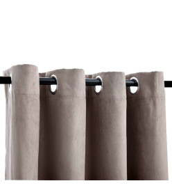 Rideaux occultants avec anneaux en métal 2 pcs Taupe 140x175 cm