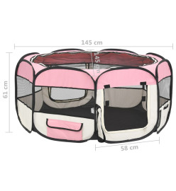 Parc pliable pour chien avec sac de transport Rose 145x145x61cm