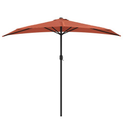 Parasol de balcon et mât en aluminium Terre cuite 270x144x222cm