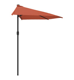 Parasol de balcon et mât en aluminium Terre cuite 270x144x222cm