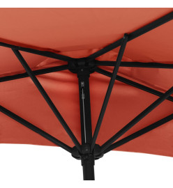 Parasol de balcon et mât en aluminium Terre cuite 270x144x222cm