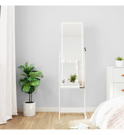 Armoire à bijoux miroir avec lumières LED sur pied blanc