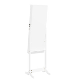 Armoire à bijoux miroir avec lumières LED sur pied blanc