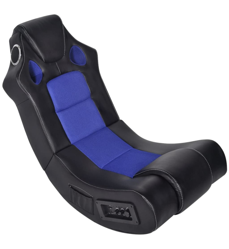 Fauteuil à bascule à enceinte Noir et bleu Similicuir