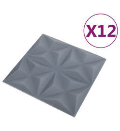 Panneaux muraux 3D 12 pcs 50x50 cm Gris origami 3 m²