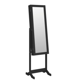 Armoire à bijoux miroir avec lumières LED sur pied noir