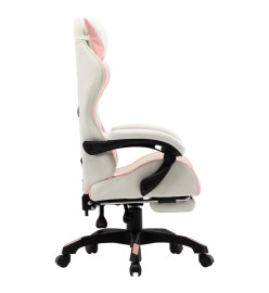 Fauteuil de jeux vidéo et repose-pied Rose et blanc Similicuir