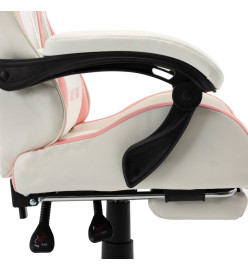 Fauteuil de jeux vidéo et repose-pied Rose et blanc Similicuir