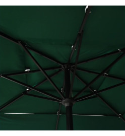 Parasol à 3 niveaux avec mât en aluminium Vert 2,5x2,5 m