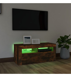 Meuble TV avec lumières LED Chêne fumé 90x35x40 cm