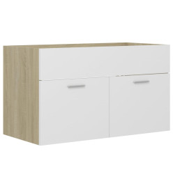 Armoire d'évier Blanc et chêne sonoma 80x38,5x46 cm Aggloméré