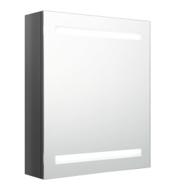 Armoire de salle de bain à miroir LED Gris brillant 50x14x60 cm