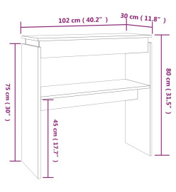 Table console Chêne fumé 102x30x80 cm Bois d'ingénierie