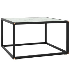 Table basse Noir avec verre marbre blanc 60x60x35 cm