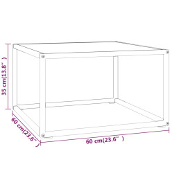 Table basse Noir avec verre marbre blanc 60x60x35 cm