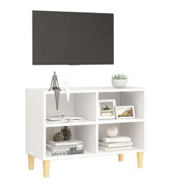 Meuble TV avec pieds en bois massif Blanc 69,5x30x50 cm