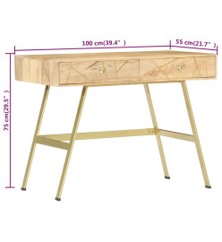 Bureau avec tiroirs 100x55x75 cm Bois solide de manguier