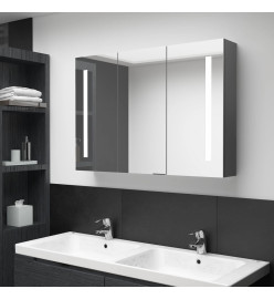 Armoire de salle de bain à miroir LED 89x14x62 cm Gris