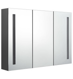 Armoire de salle de bain à miroir LED 89x14x62 cm Gris