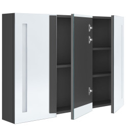 Armoire de salle de bain à miroir LED 89x14x62 cm Gris