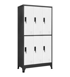 Armoire à casiers Anthracite et blanc 90x45x180 cm Acier