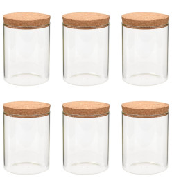 6 pcs Pots de conservation en verre et couvercle en liège 650ml