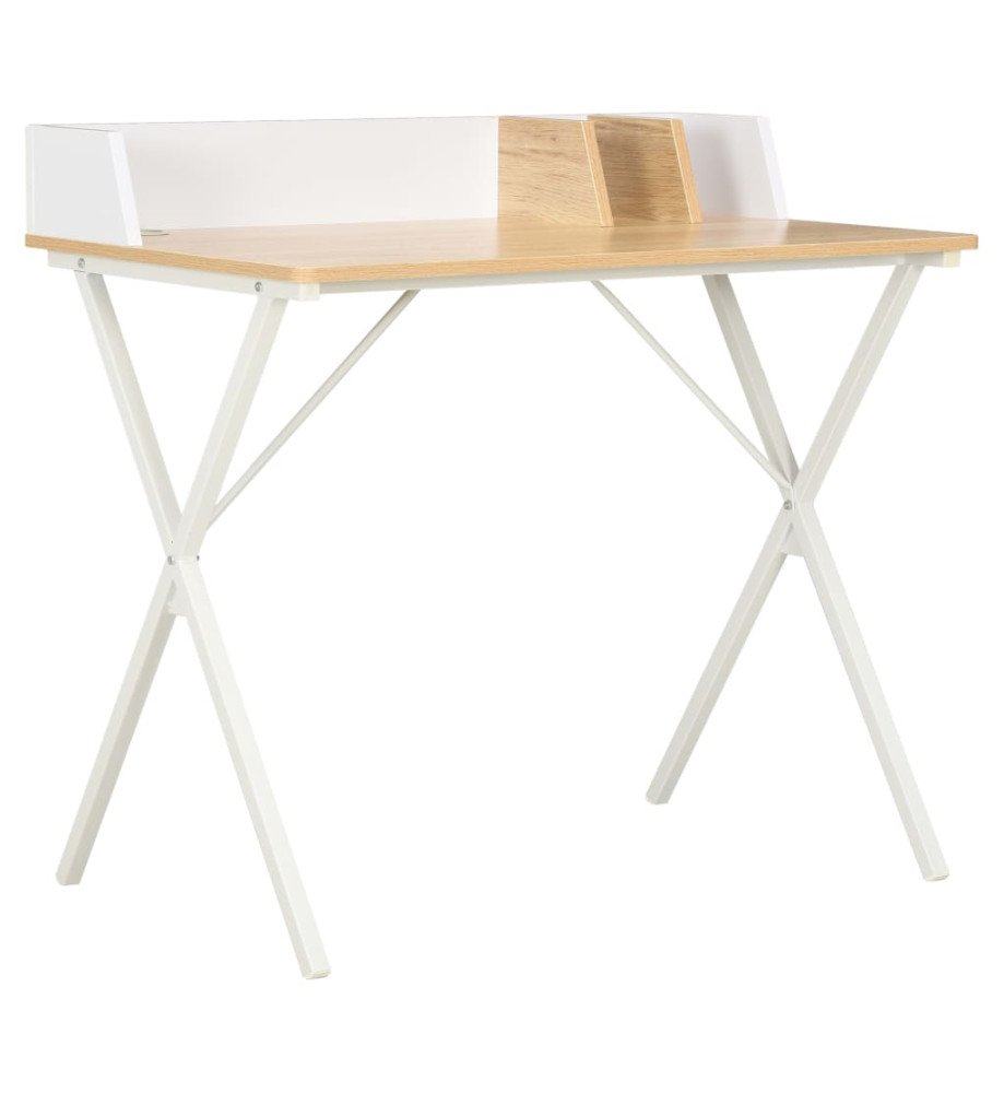 Bureau Blanc et naturel 80x50x84 cm