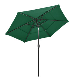 Parasol à 3 niveaux avec mât en aluminium Vert 2,5 m