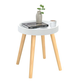 Table d'appoint Blanc 38x38x40 cm Bois ingénierie et pin massif