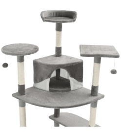 Arbre à chat avec griffoirs en sisal 203 cm Gris et Blanc