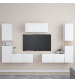 Ensemble de meubles TV 7 pcs Blanc Aggloméré