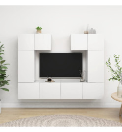 Ensemble de meuble TV 6 pcs Blanc Aggloméré