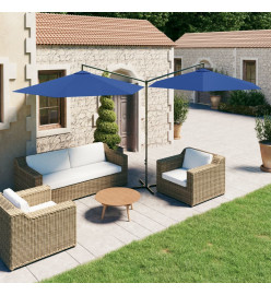 Parasol double avec mât en acier Bleu azuré 600 cm