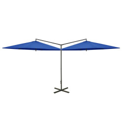 Parasol double avec mât en acier Bleu azuré 600 cm