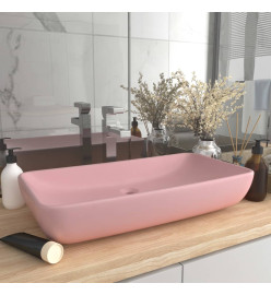 Lavabo de luxe rectangulaire Rose mat 71x38 cm Céramique