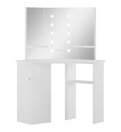 Coiffeuse d'angle table de maquillage lumière LED Blanc clair