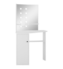 Coiffeuse d'angle table de maquillage lumière LED Blanc clair