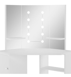 Coiffeuse d'angle table de maquillage lumière LED Blanc clair