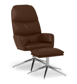 Chaise de relaxation avec tabouret Marron brillant Similicuir