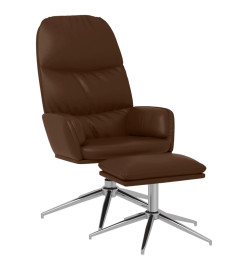 Chaise de relaxation avec tabouret Marron brillant Similicuir