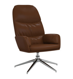 Chaise de relaxation avec tabouret Marron brillant Similicuir