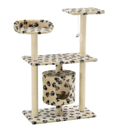 Arbre à chat avec griffoir en sisal 95 cm Beige Motif de pattes