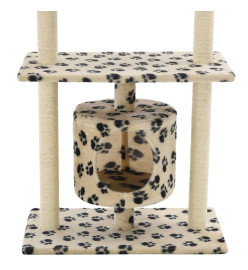 Arbre à chat avec griffoir en sisal 95 cm Beige Motif de pattes