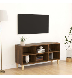 Meuble TV avec pieds en bois massif Chêne marron 103,5x30x50 cm