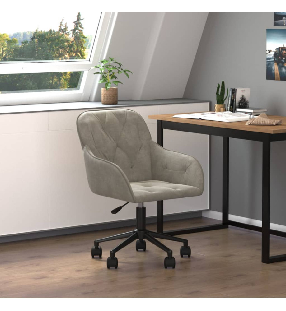 Chaise pivotante de bureau Gris clair Velours