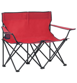 Chaise de camping pliable à 2 places Acier et tissu Rouge