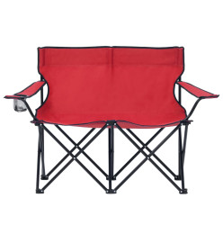 Chaise de camping pliable à 2 places Acier et tissu Rouge