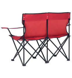 Chaise de camping pliable à 2 places Acier et tissu Rouge