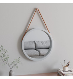 Miroir mural avec sangle Argenté Ø 55 cm