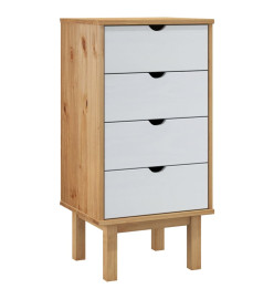 Commode OTTA Marron et blanc 46x39,5x90 cm Bois de pin massif